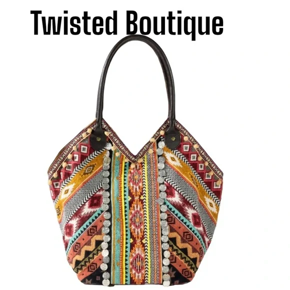 ๐๏ธ NWT Macchia di Ruggine Boho Patchwork Calico Tote ๐๏ธ MSRP $98 - Picture 12 of 12